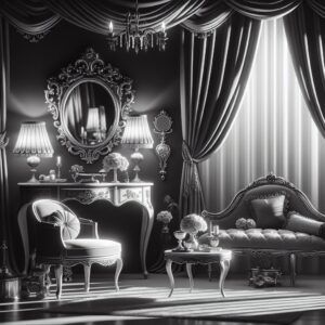 boudoir en blanco y negro